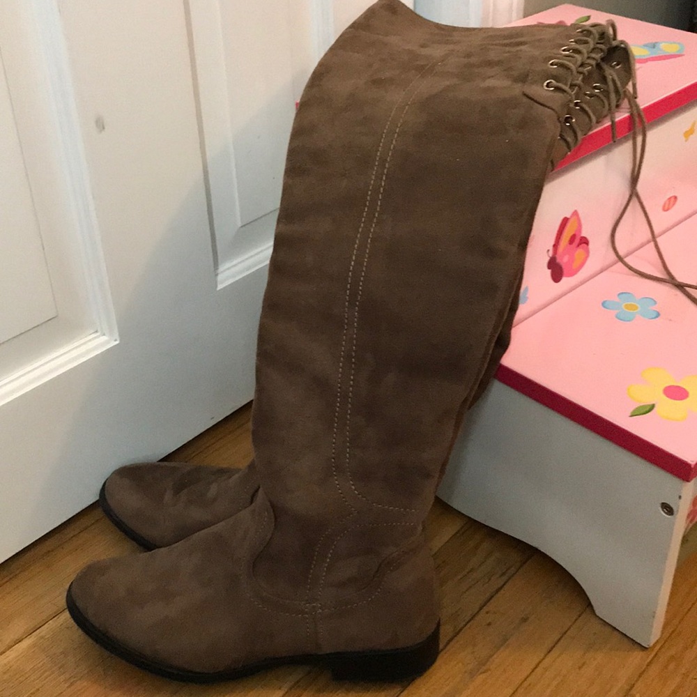 Over the knee suede boots